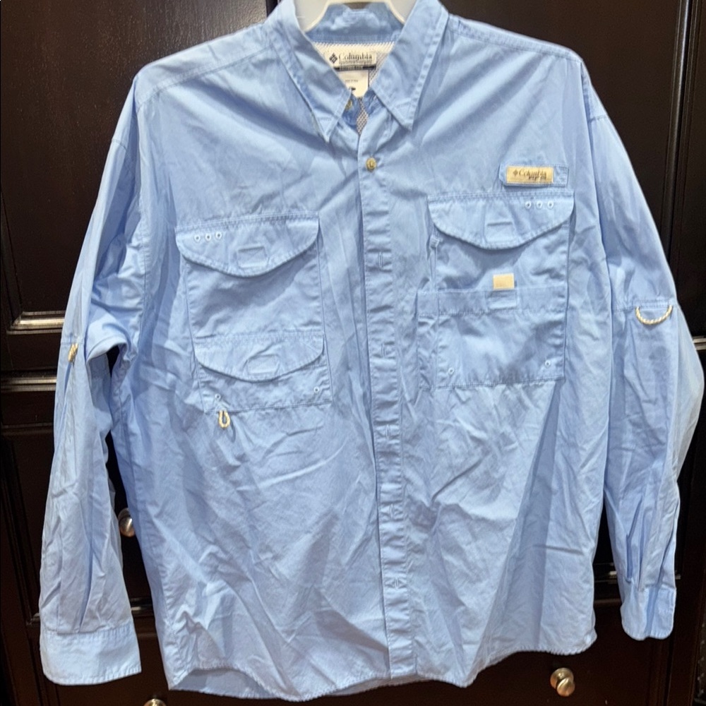 Columbia Blue Dress Shirt Long Sleeve Lightweight